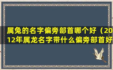 属兔的名字偏旁部首哪个好（2012年属龙名字带什么偏旁部首好 🐼 ）